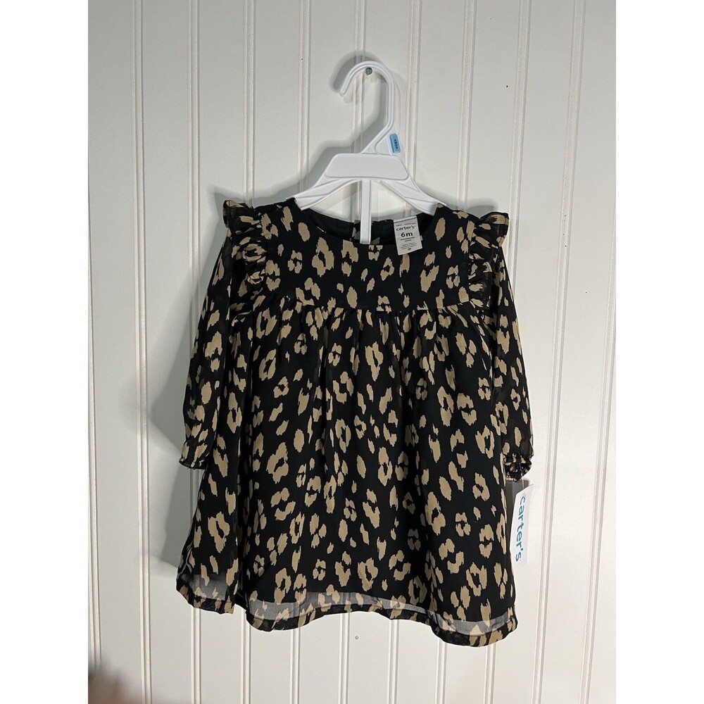 Carters Baby Girl Leopard Bow Dress - 6 Months NWT BRAND NEW
